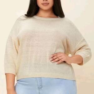 3/$15 New SHEIN Women's Light Cream Crew Neck Sweater